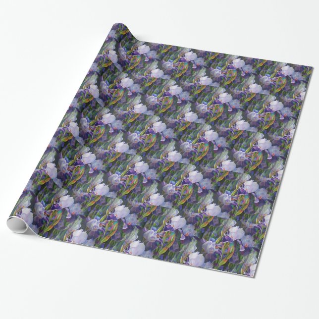 Iris Flower Garden Wrapping Paper (Unrolled)