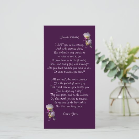 Iris Flower-Gathering Poetry Card (Standing Front)