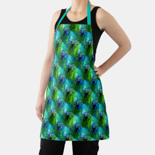 Iris Flower Nature Art Pattern  Apron