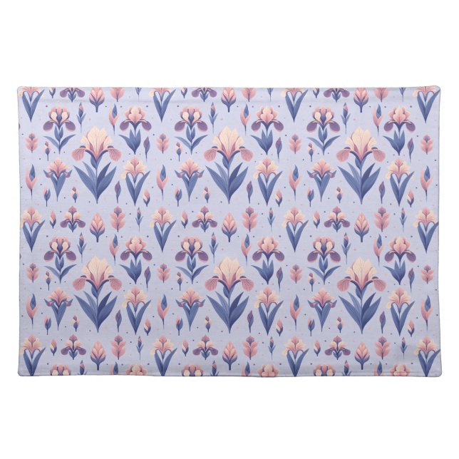 Iris Flower Pattern Cloth Placemat (Front)