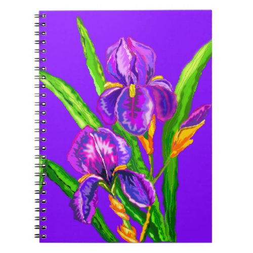 Iris Flower _ Purple _ Add Your Photo Text  Name Notebook