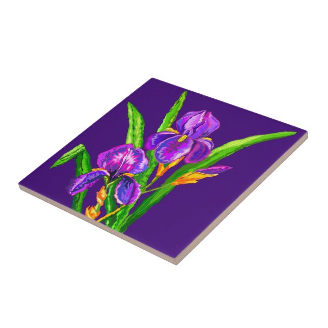 Iris Flower Purple Tile - Choose Color (Side)