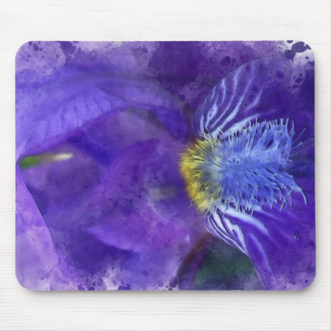 Iris Flower Purple Watercolor Mouse Pad (Front)