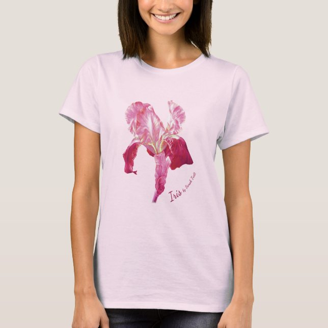 Iris flower ruby red t-shirt (Front)