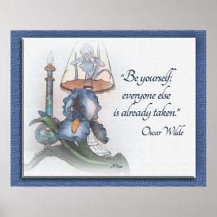 Iris flower sketch encouragement "Be Yourself" Poster