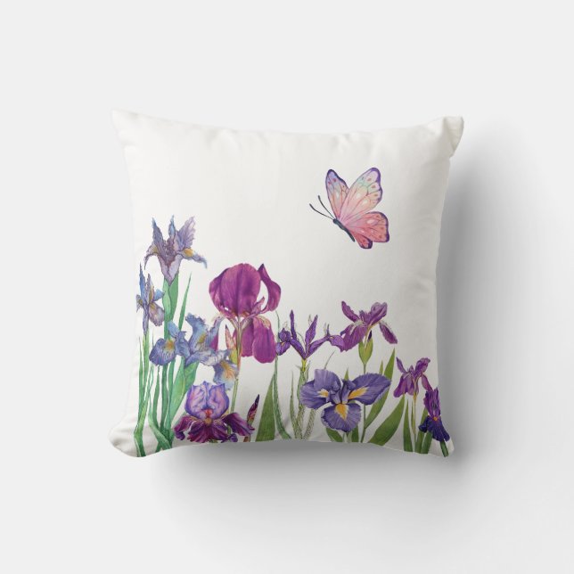Iris flower throw pillow (Front)