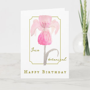 Iris Flower Watercolor Botanical Birthday Card