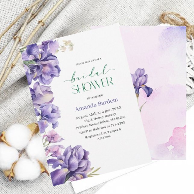 IRIS FLOWER Watercolor  bridal shower Invitation (Creator Uploaded)