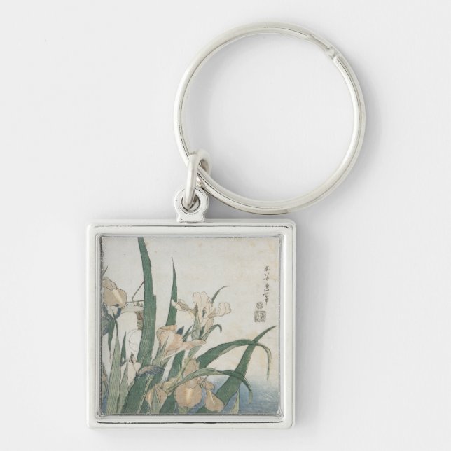 Iris Flowers and Grasshopper, c.1830-31 Keychain (Front)