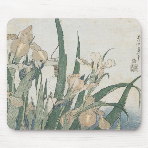 Iris Flowers and Grasshopper c1830_31 Mouse Pad