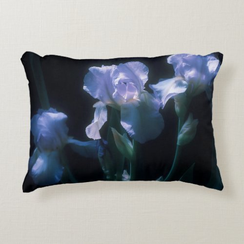 Iris Flowers at Twilight Beach Towel Accent Pillow