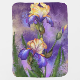 Iris Flowers Baby Blanket Irises - Painting