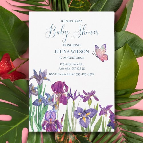 Iris flowers Baby Shower Invitation