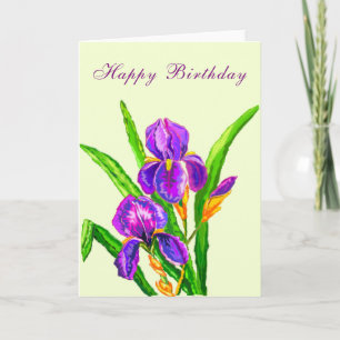 Iris Flowers Birthday Card
