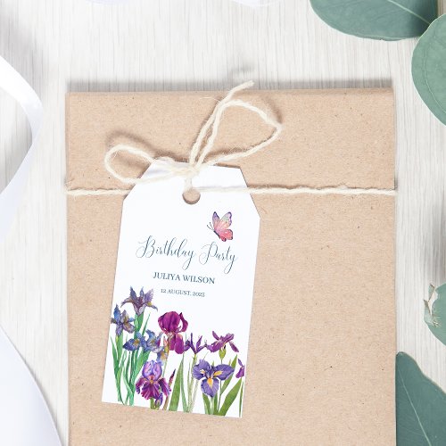 Iris flowers Birthday Party  Gift Tags