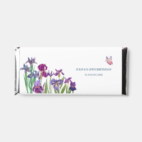 Iris flowers Birthday Party  Hershey Bar Favors