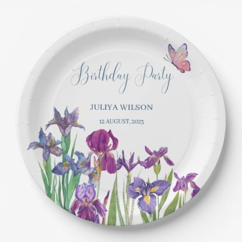 Iris flowers Birthday Party  Paper Plates