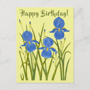 Iris Flowers Birthday Postcard