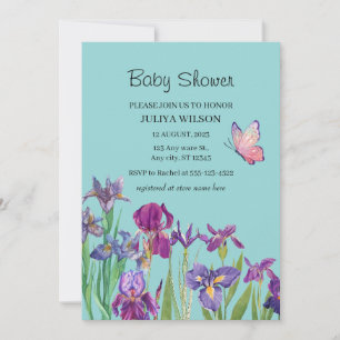 Iris flowers boy Baby Shower Invitation