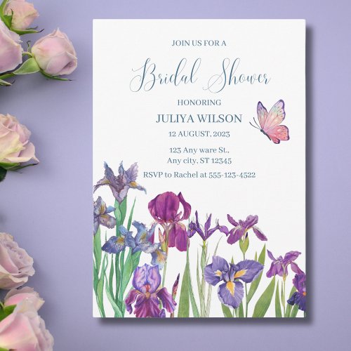 Iris flowers Bridal Shower Invitation