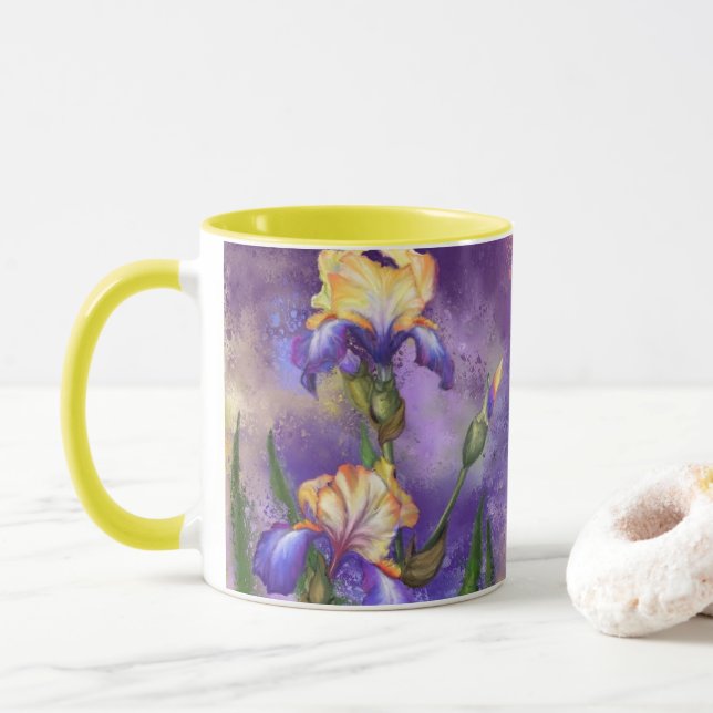 Iris Flowers Coffee Mug (With Donut)