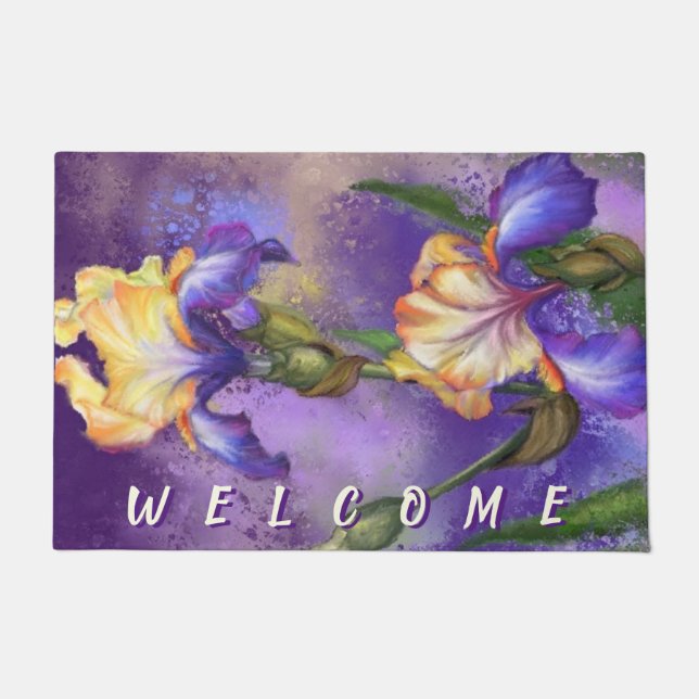 Iris Flowers Doormat Irises (Front)