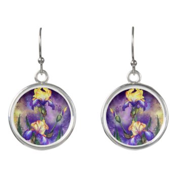 Iris Flowers Earrings Irises Spring Purple by Migned at Zazzle