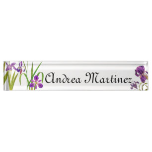Iris Flowers Floral Botanical Name Plate