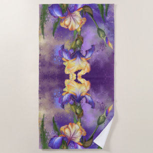 Iris Flowers Irises Beach Towel
