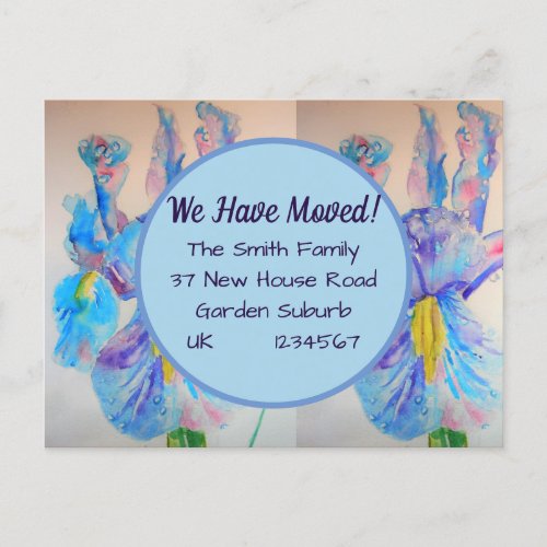 Iris Flowers New Address Postcard We Are Moving Postcard