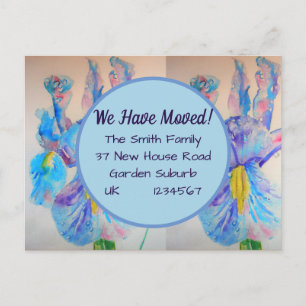 Iris Flowers New Address Postcard, We Are Moving Postcard
