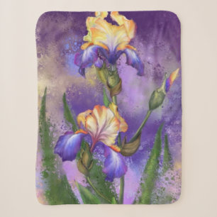 Iris Flowers Sherpa Blanket