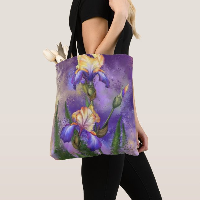 Iris Flowers Tote Bag (Close Up)