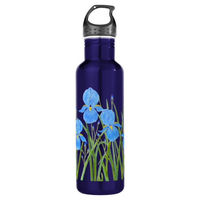 Iris Flowers Water Bottle (Front)