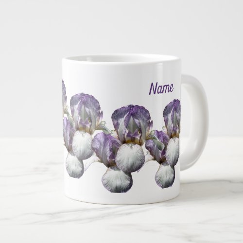 Iris Flowers Your Name Personalized Giant Coffee Mug