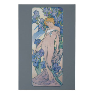 Iris (Four Flowers), Alphonse Mucha Faux Canvas Print
