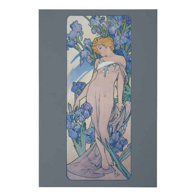 Iris (Four Flowers), Alphonse Mucha Faux Canvas Print (Front)