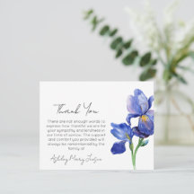 Iris Funeral Thank You Card Bereavement