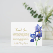 Iris Funeral Thank You Card Bereavement