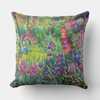 Iris Garden at Giverny Claude Monet Fine Art Throw Pillow