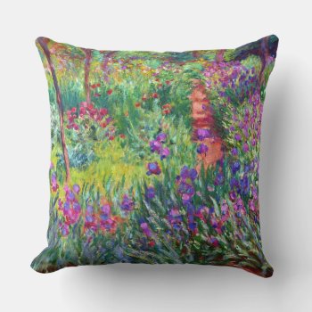 Iris Garden At Giverny Claude Monet Fine Art Throw Pillow by monetart at Zazzle