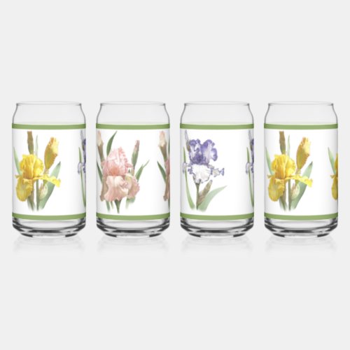 Iris Garden Botanical Art Assortment Can Glass Set
