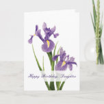 Iris Garden Daughter Birthday Card<br><div class="desc">Two beautiful Louisiana irises grace the front of this birthday card. Drawn with pastels, the purple irises create a delicate and eye-catching design to honor your daughter. The words “Happy Birthday, Daughter” are written across the front. The inside holds a sweet sentiment that you can either keep or customize. Make...</div>