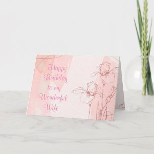 Iris Garden Flower Pink Birthday Special Wife Card