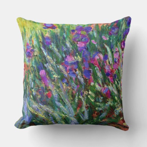 Iris Garden Impressionism Monet Fine Art Outdoor Pillow