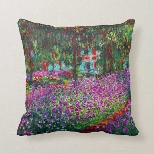 Iris Garden In Giverny Monet Fine Art Throw Pillow | Zazzle.com