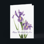 Iris Garden Wife Birthday Card<br><div class="desc">Two beautiful Louisiana irises grace the front of this card. Drawn with pastels, the purple irises create a delicate and eye-catching design to honor your wife. The words "Happy Birthday, My Love" are written across the front. The inside holds a sweet sentiment that you can keep or customize. Make your...</div>