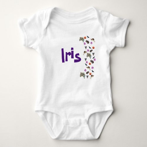 Iris Girls Name With Australian Wildlife  Baby Bodysuit