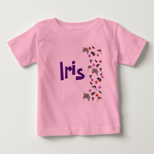 Iris Girls Name With Australian Wildlife  Baby T_Shirt