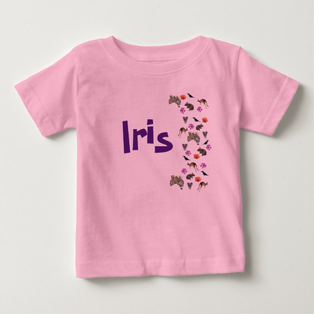 Iris, Girls Name With Australian Wildlife,  Baby T-Shirt (Front)